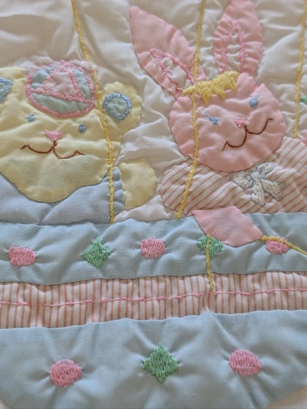 A Little Angel Baby Pastel Hot Air Balloon Quilted Baby Crib Blanket Vintage